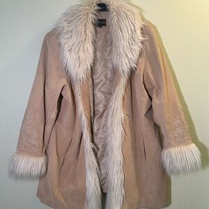 Juliano Celini Tan Teddy Jacket with Faux Fur Trim